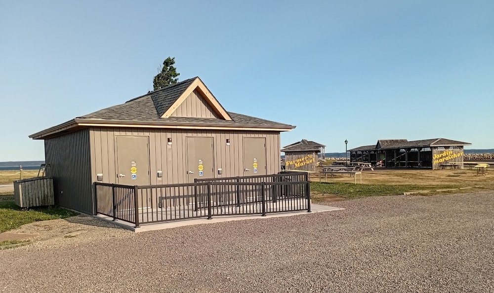 Belliveau Cove restrooms with railings July 2026